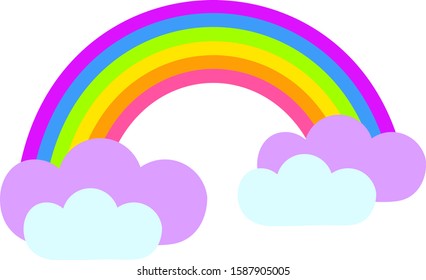 Bright rainbow icon flat cartoon style. Vector illustration