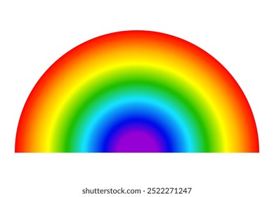 Ilustración del arco iris brillante. Colores degradados vibrantes. Forma de semicírculo. Espectro multicolor.