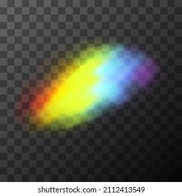 Bright Rainbow Light Effect. Light Streak Overlay Of Lens Flare On Transparent Background