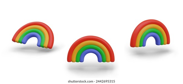 Bright rainbow in plasticine style. Multicolored decorative element