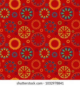 bright rainbow  seamless pattern with stylized flowers