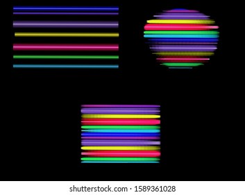 bright rainbow shapes ball square black background