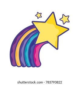 bright rainbow in the sky with stars design