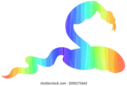 Bright rainbow snake. Mascot animal. Scary reptile