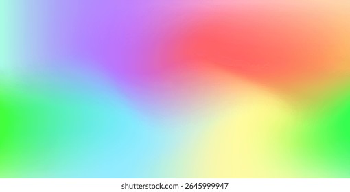 Bright rainbow soft color gradient background with smooth texture, creating a vibrant and seamless blend of hues for creative, colorful designs.