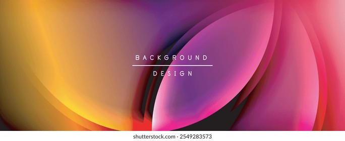 Gradiente de cor do estilo arco-íris brilhante com plano de fundo de linha de forma arredondada da curva. Ilustração vetorial para papel de parede, banner, ilustração, página inicial