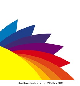Bright rainbow swirl background. Rainbow rays of twisted spiral. Colorful vector illustration.