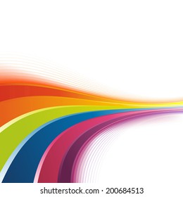 Bright Rainbow Swoosh Lines Background. Vector Illustration