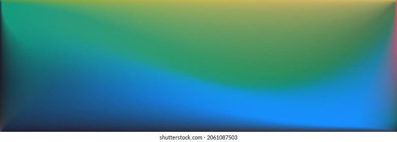 Ilustración de la superficie lisa del agua del arcoiris brillante. El fondo de la superficie suave y oscura Vivid. Fondo Natural Vibrante de Oficina. Malla de gradiente ondulada multicolor oceánica. Malla de gradiente ondulada Neon Blank.