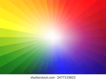 Helle regenbogenfarbene radiale Abstufung Hintergrunddarstellung. Größe A4.