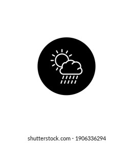 Bright and rainy icon in black round style. Weather and season icons