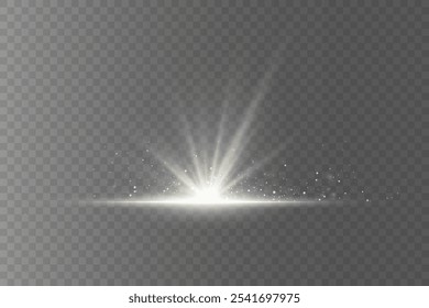 Rayos brillantes de luz, explosión de estrellas y líneas, efecto de luz. Sobre un fondo transparente.