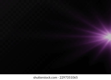 Bright rays of light and sun, spotlights, lighting on a black background