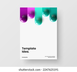 Bright realistic balls banner illustration. Unique corporate cover A4 design vector template.