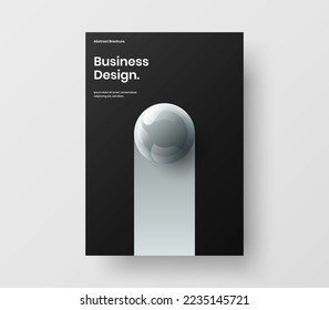 Bright realistic balls brochure layout. Clean front page A4 design vector concept.