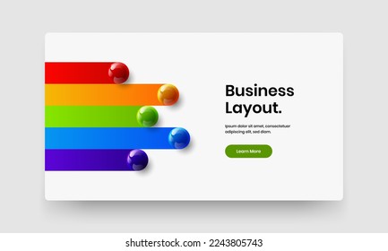Bright realistic balls catalog cover layout. Isolated presentation vector design template.