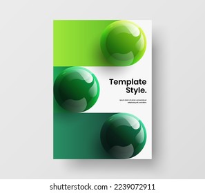 Bright realistic balls journal cover template. Amazing company brochure vector design concept.