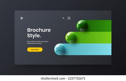 Bright realistic balls leaflet template. Original pamphlet design vector layout.