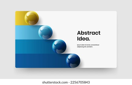 Modelo de banner web de bolas realistas y brillantes. Ilustración de diseño de vectores de portada corporativa aislada.