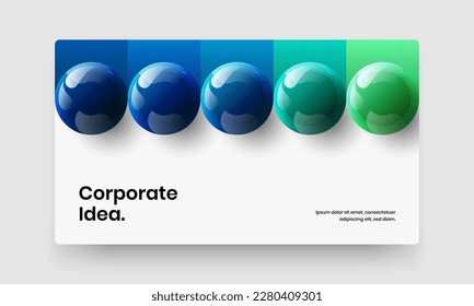 El concepto de pantalla del sitio web de bolas brillantes y realistas. Diseño de vectores de portada corporativa limpio.