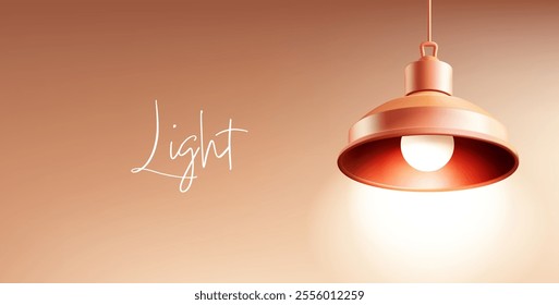 Bright realistic chandelier shining, 3D. For interior concepts, technology, lighting, home, and creative advertising concepts. Modern banner. Vector illustration.