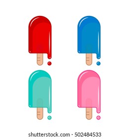 Bright realistic frozen popsicle, vector realistic juicy ice cream bar icons.