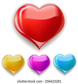 bright realistic hearts