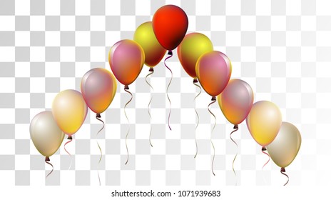 Bright Realistic Helium Vector Balloons Falling. Happy Birthday, New Year Party Background. Funky Hipster Holidays Decoration, Air Helium Balloons. Celebration, Music Poster Discount Card Cool Design