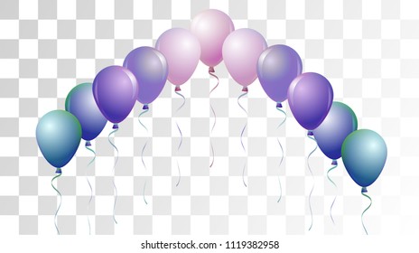 Bright Realistic Helium Vector Balloons Falling. Happy Birthday, New Year Party Background. Funky Hipster Holidays Background, Air Helium Balloons. Celebration, Music Poster, Discount Card Cool Decor