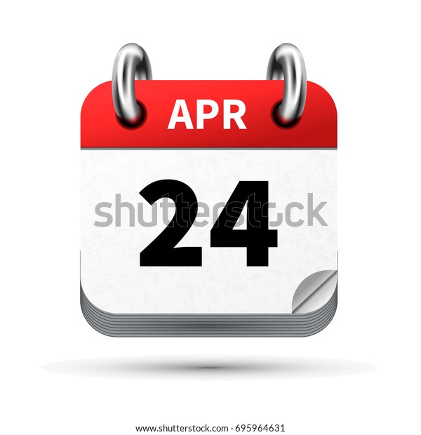 Bright Realistic Icon Calendar 24 April Stock Vector (Royalty Free