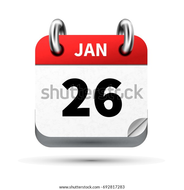 Bright Realistic Icon Calendar 26 January Stock Vector (Royalty Free