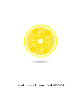 Bright realistic illustration of lemon slice isolated on white background