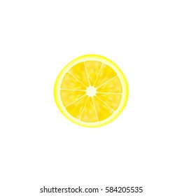 Bright realistic illustration of lemon slice isolated on white background