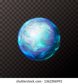 Bright realistic Neptune planet with texture on transparent background