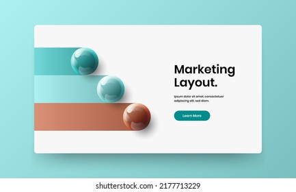 Bright realistic spheres leaflet illustration. Vivid book cover vector design layout.