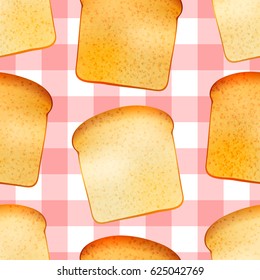 Bright realistic tasty toasts, breakfast seamless pattern