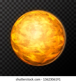 Bright realistic Venus planet with texture, colorful globe on transparent background