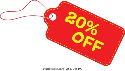 Bright Red 20% Off Discount Tag