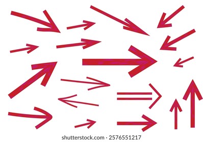 bright red abstract arrows set vector
