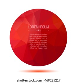 Bright red abstract polygonal frame isolated on white. Trendy design element. Monochrome background.