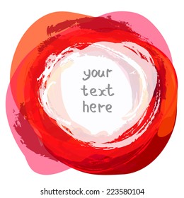 Bright red abstract vector background. Artistic brush strokes and paint splashes with place for text. As frame, pattern, border, for sales, advertising.