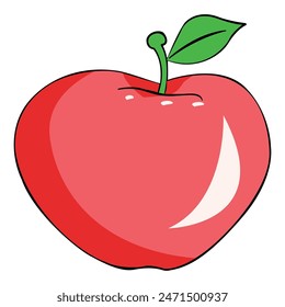 Una manzana roja brillante con hojas