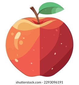 Bright red apple over white