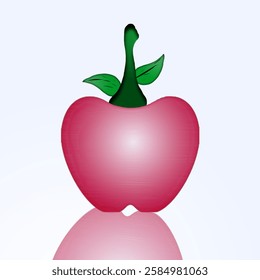 Bright red apple with reflection. Fresh fruit, nutrition, health.
