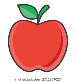 Una manzana roja brillante con dos hojas verdes vibrantes unidas a su tallo. Esta Imagen representa una alimentación saludable y fruta fresca.