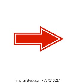 Bright red arrow icon on white background.
