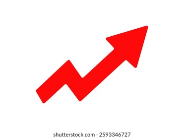 Bright red arrow with sharp angles pointing upward, representing growth and positive progress.