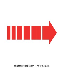 Bright red arrow vector icon on white background.