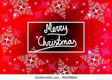 Bright red background for a Christmas card with a handwritten inscription Merry Christmas. Snowflakes. Vector illustration. For the design, printing, greeting materials. Bright red background for a Christmas card with a handwritten inscription Merry Christmas. Snowflakes. Vector illustration. For the design, printing, greeting materials.