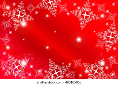 bright red background with Christmas ornaments with snowflakes. the central part of an illustration for your text. vector illustration. for design of greeting cards, wallpaper, printing